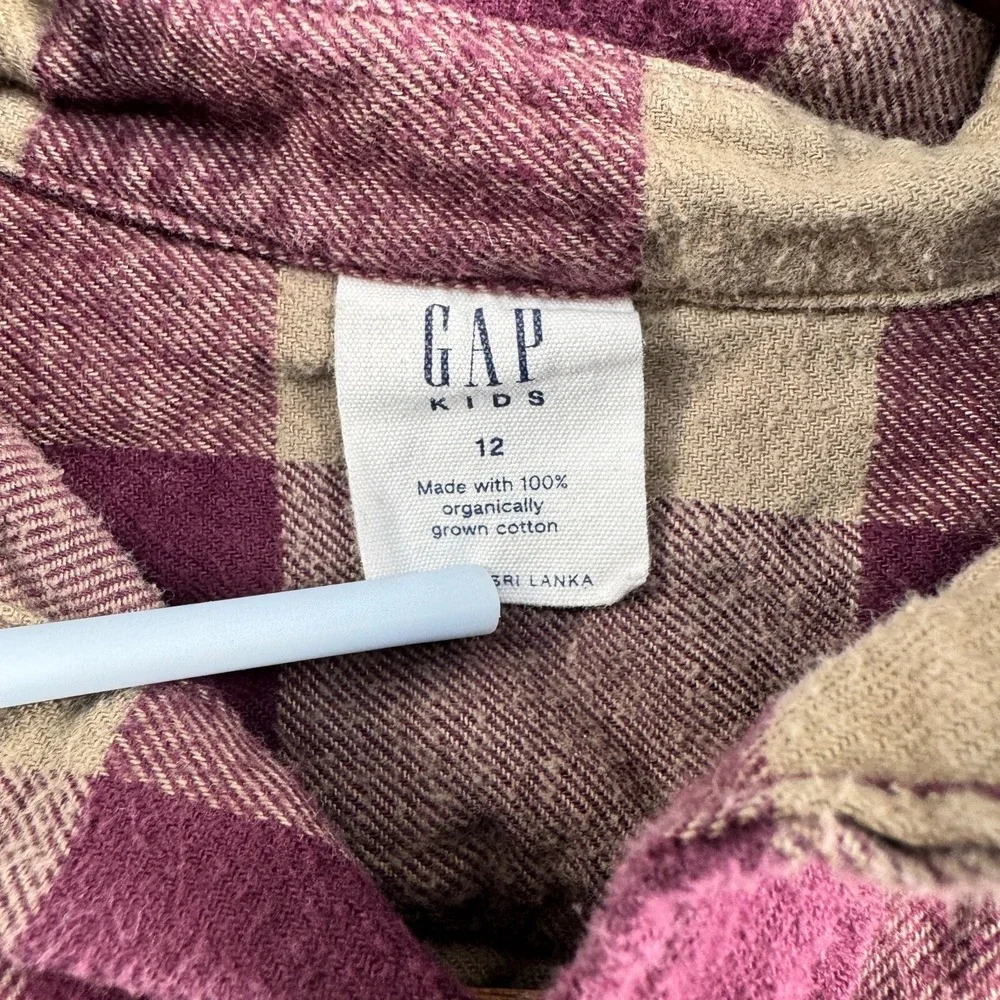 GAP Kids Boys XL 12 Red Plaid Flannel Button Down Long Sleeve Shirt Cotton